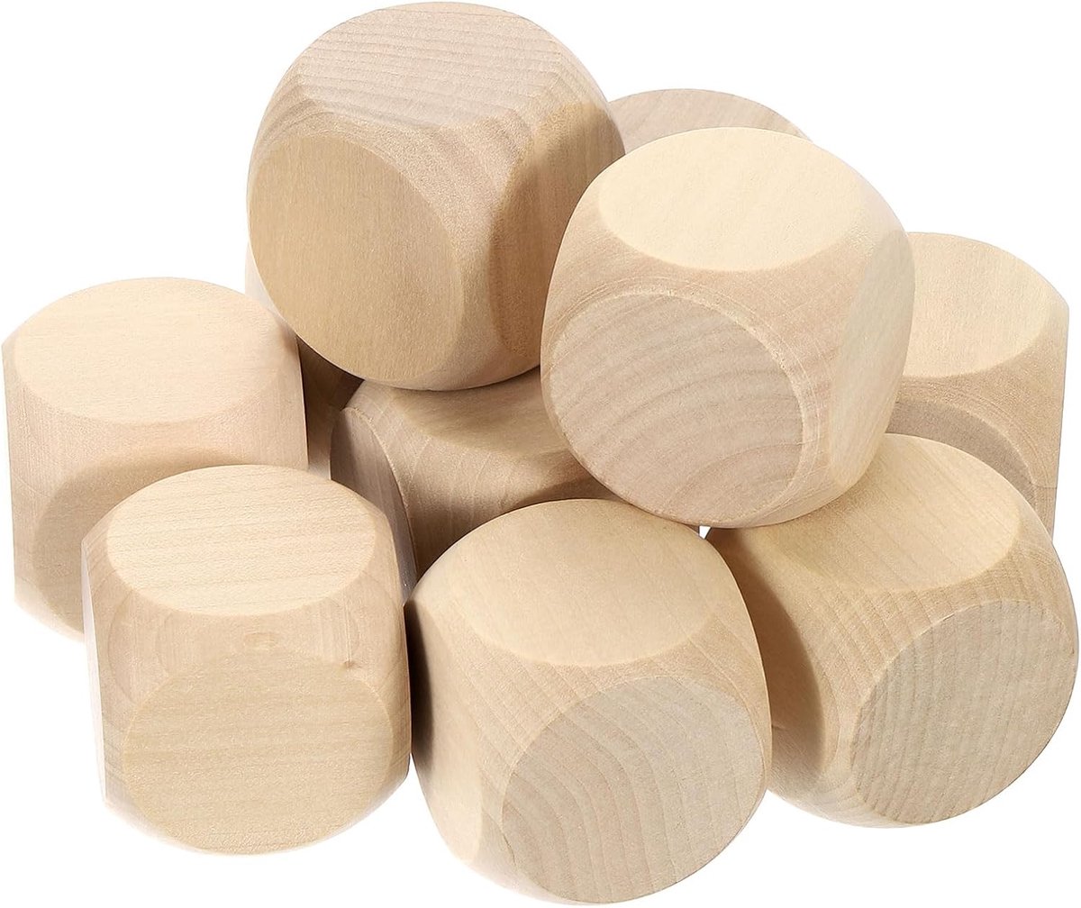 Blanco Houten Dobbelstenen - Houten Kubussen - Doe-het-zelf Knutselen - Afgeronde Hoeken - 40 mm - Natuurlijk Hout