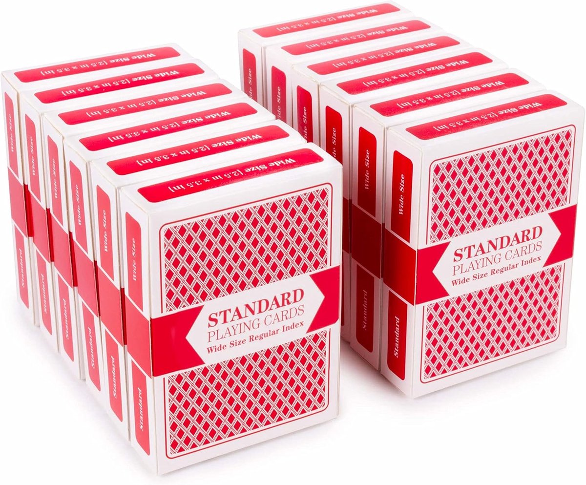 Speelkaarten Set - Kaartspellen - Thuis Spelen - 12 Rode Dekken - Breed Formaat - Rood