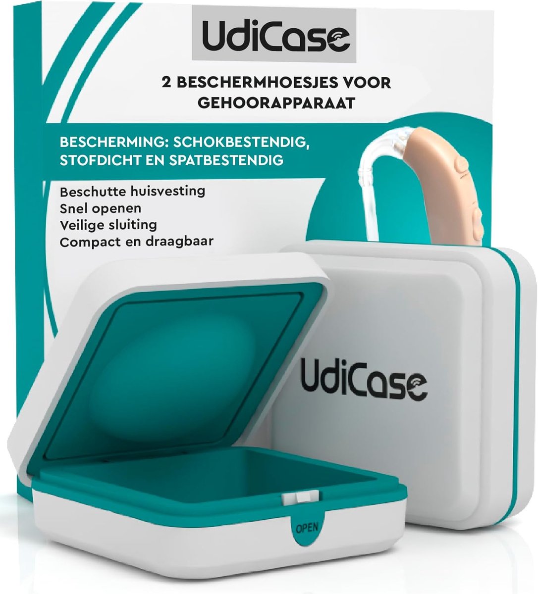 Opbergdoos Gehoorapparaat - Hoortoestel Doosje - Veilige Opslag - Set van 2 - 7x7x3cm