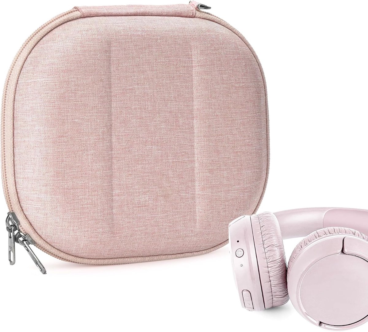 Hoofdtelefoonhoes - Reistas Oortjes - Veilige Opslag - Harde Schaal Bescherming - 17.5 x 15.5 x 5 cm - Roze