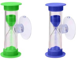 Zandlopers - Zuignap timers - Tandenpoetsen douchen - Drie minuten instelling - Zes centimeter - Groenblauw