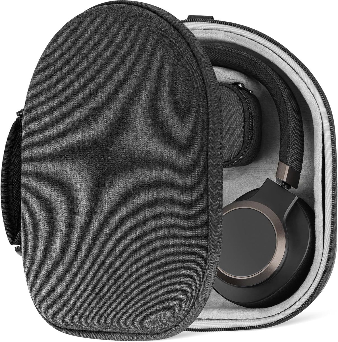 Hoofdtelefoonhoes - Draagtas Case - Veilig Opbergen - Harde Schaal Bescherming - 20.5x18.5x5 cm - Donkergrijs