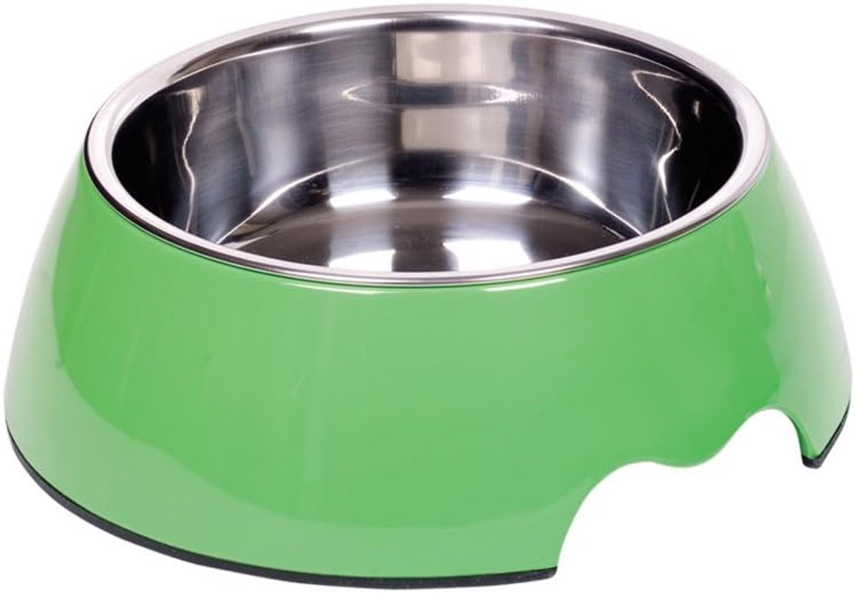 Hondenschaal - Voerbak hond - Voeding en water - Afneembare RVS kom - 22 x 75 cm - Groen