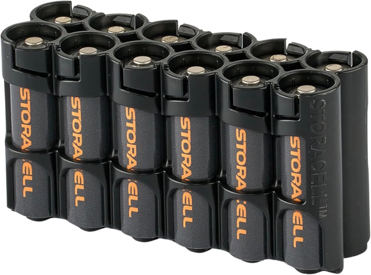 Accu Caddy - Batterij Houder - Batterij Opslag - Beschermt beide polen - 102 cm - Zwart