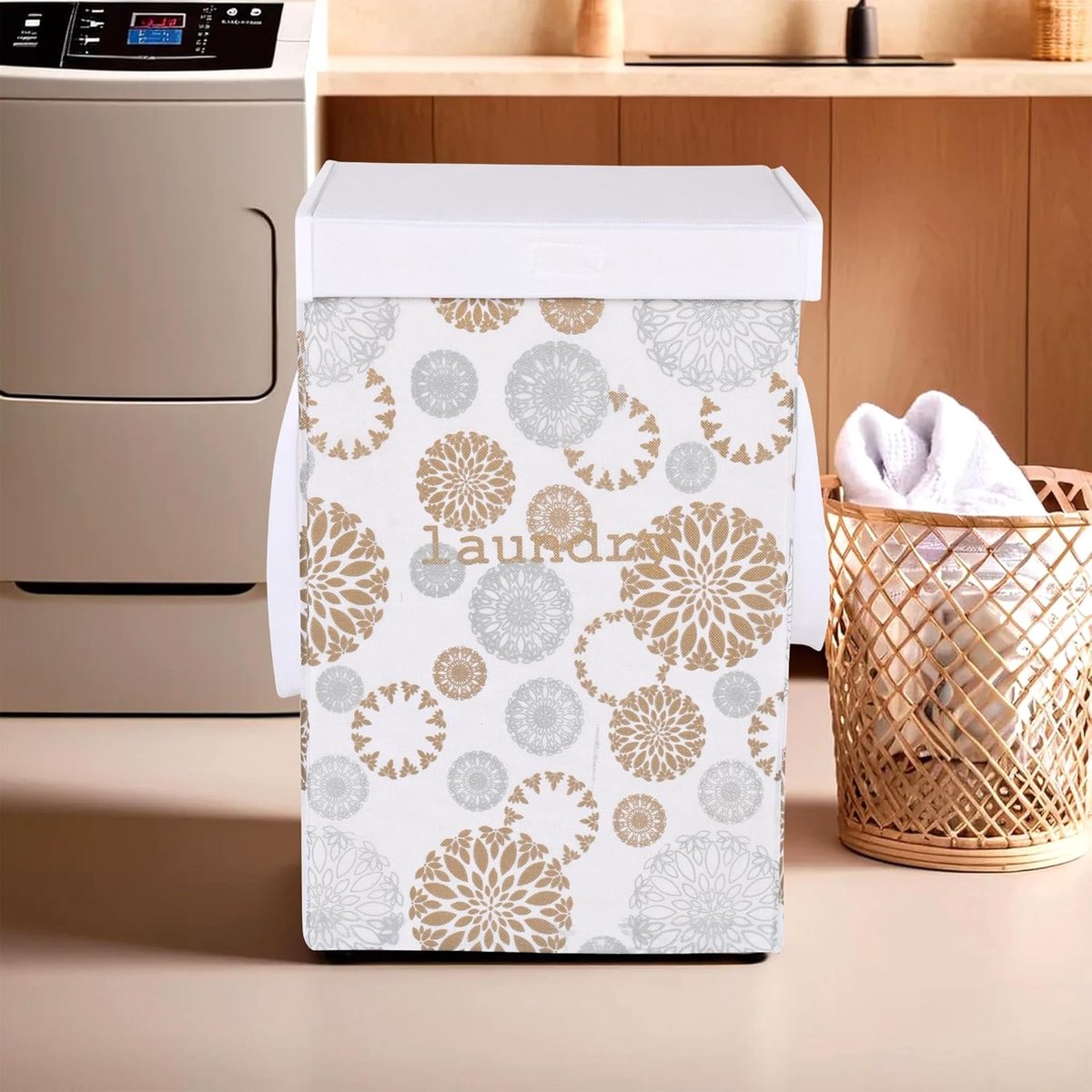 Wasmand - Opbergdoos - Kleding Opbergen - Opvouwbaar Ontwerp - 37x37x53 cm - Wit