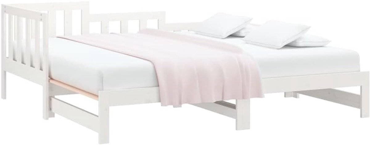 Uitschuifbare Slaapbank - Houten Bedbank - Logeerbed Woonkamer - Massief Grenenhout - 2x 9