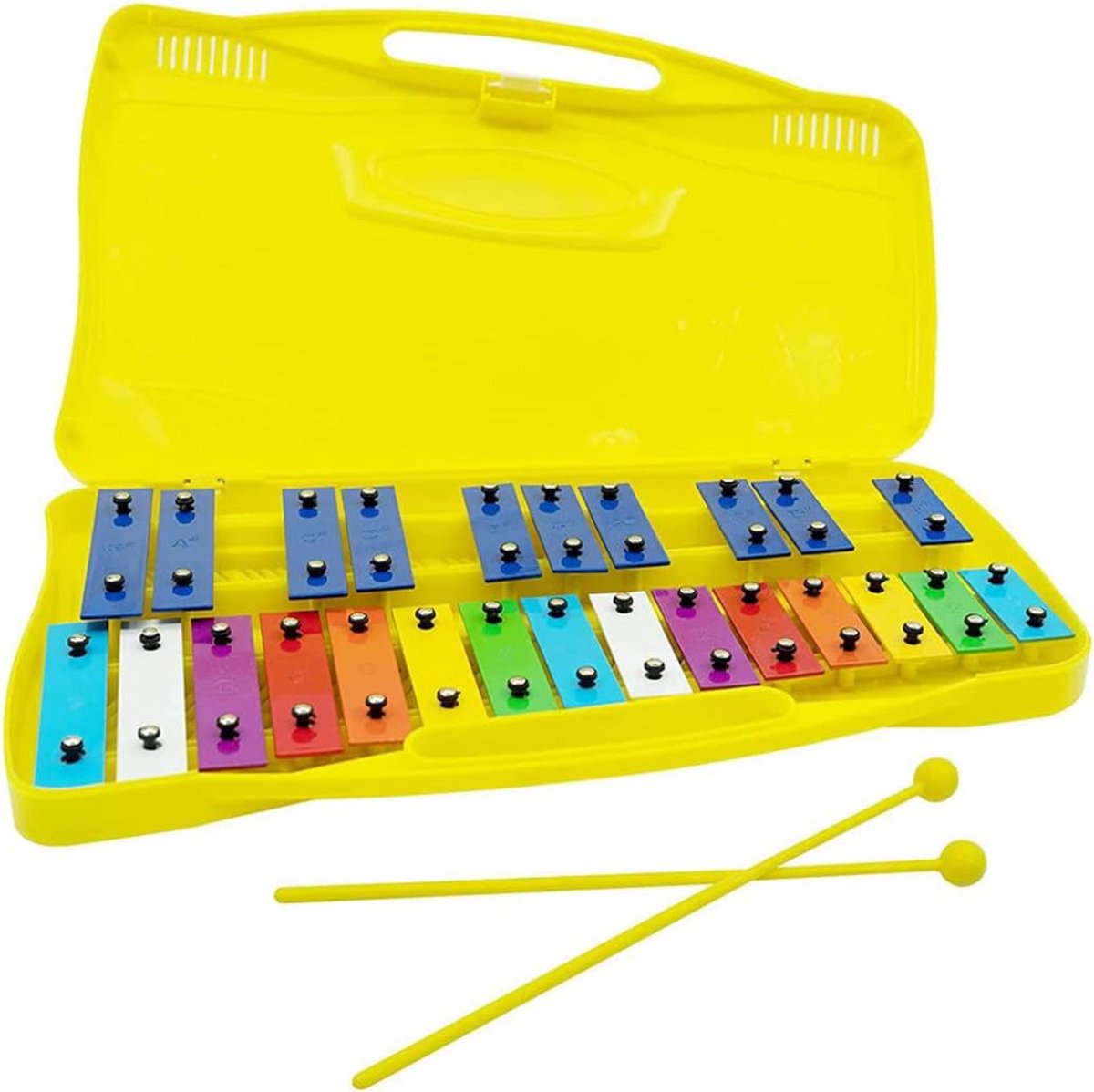 25 Noten Xylofoon - Muziek Instrument - Muziek Leren - Chromatische Klokkenspel - 38 x 23 x 4.5 cm - Geel
