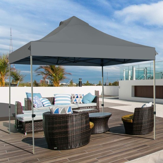 KOMFOTTEU Vouwpaviljoen, 3 x 3 m, paviljoen, waterdicht, stabiel, tuinpaviljoen, in hoogte verstelbaar met roldraagtas, partytent, tuintent, zonwering voor outdoor, feest, festival, markt van Merkloos — afbeelding 2