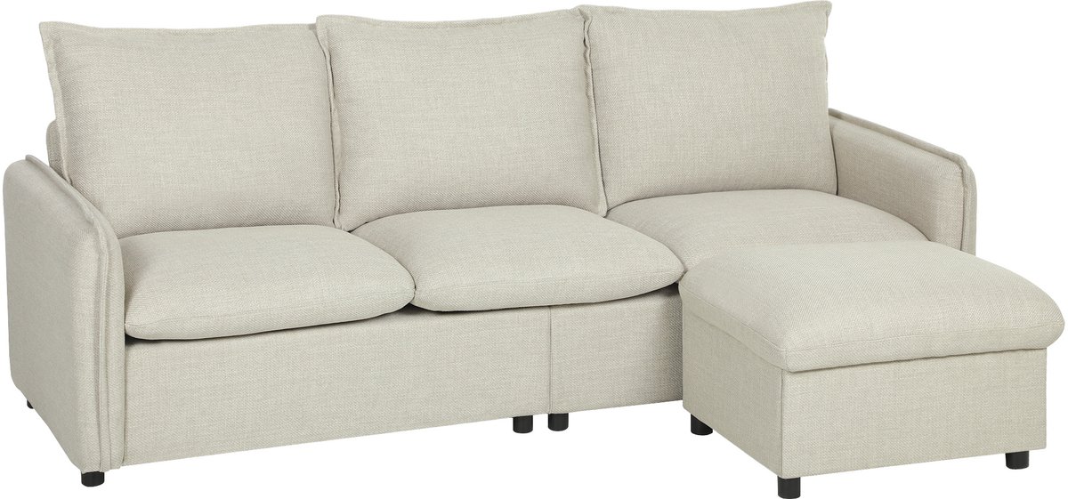 HOMCOM Bankstel - Linnenstof - 212 x 125 x 84 cm - Crème
