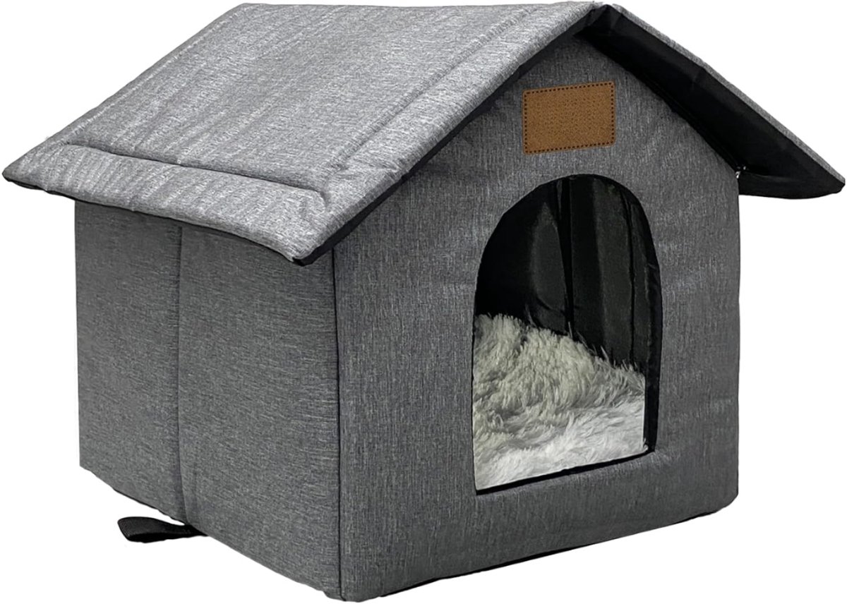 SNJY® Kattenhuis voor Buiten - Kattenhok - Kattenbak - Dierenhuis - 40D x 40B x 45H cm - Grijs