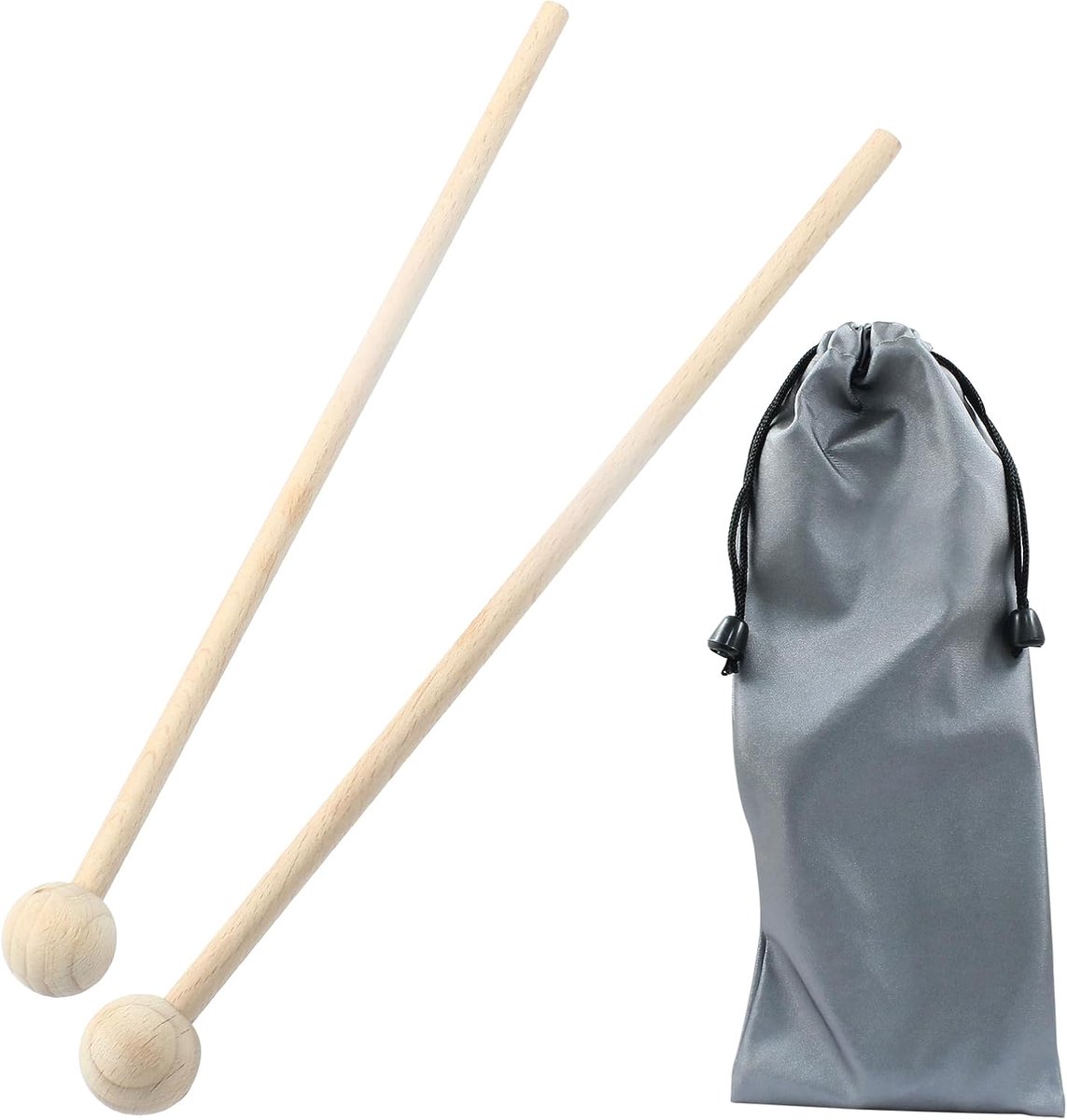 Houten Hamers - Percussie Stokken - Muziek Maken - Natuurlijk Hout - 21cm Lengte - Houtkleur