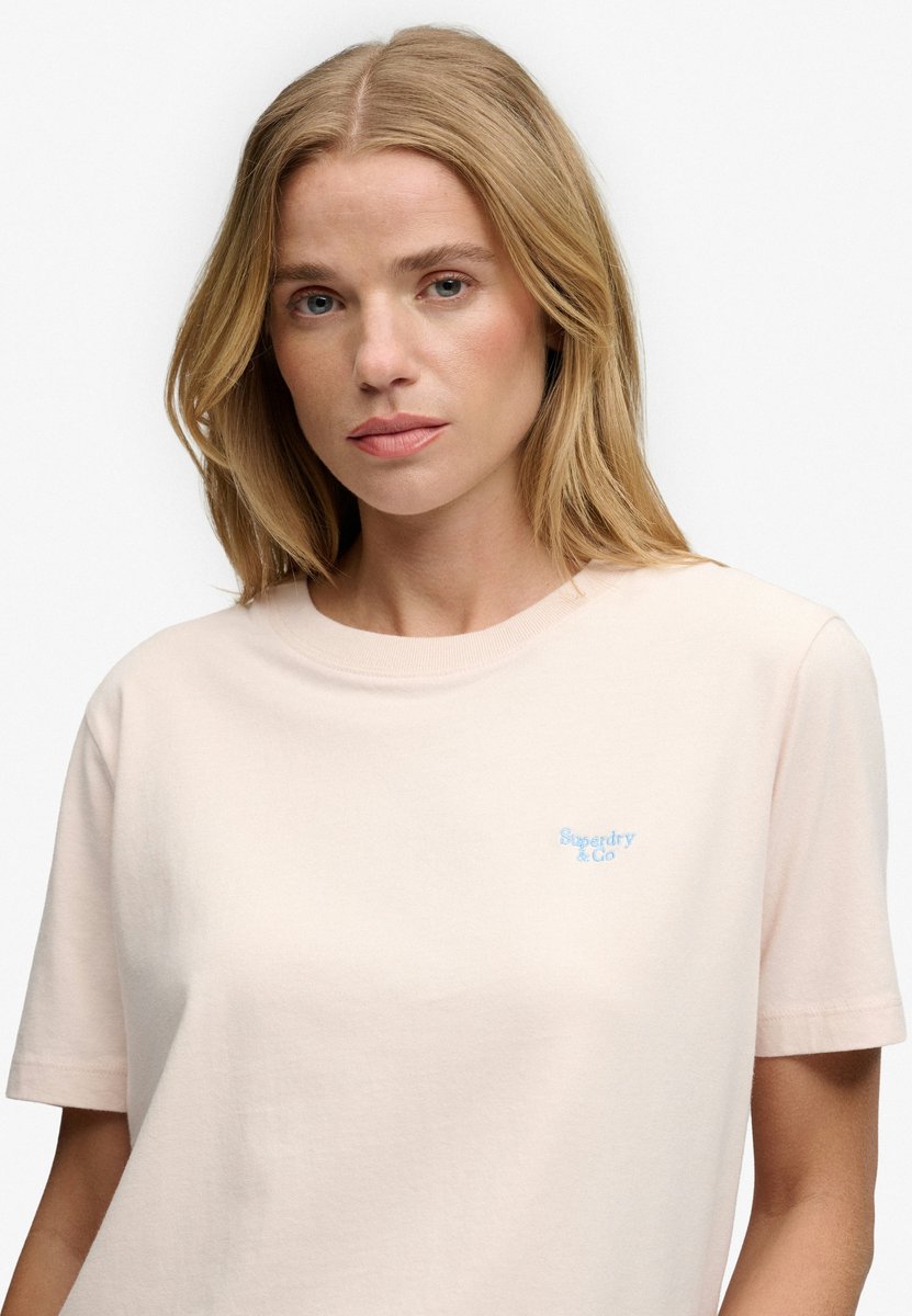 Signature Embroidered T-shirt Relaxed Pasvorm Roze