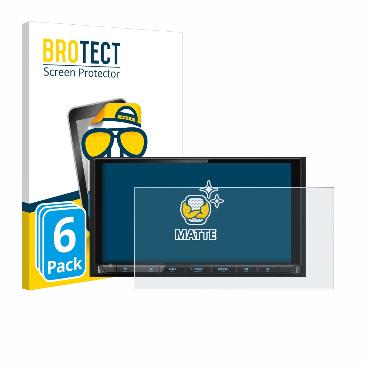 BROTECT - Screenprotector voor Kenwood DNX9190DABS - Folie Beschermfolie matte 6 Stuks