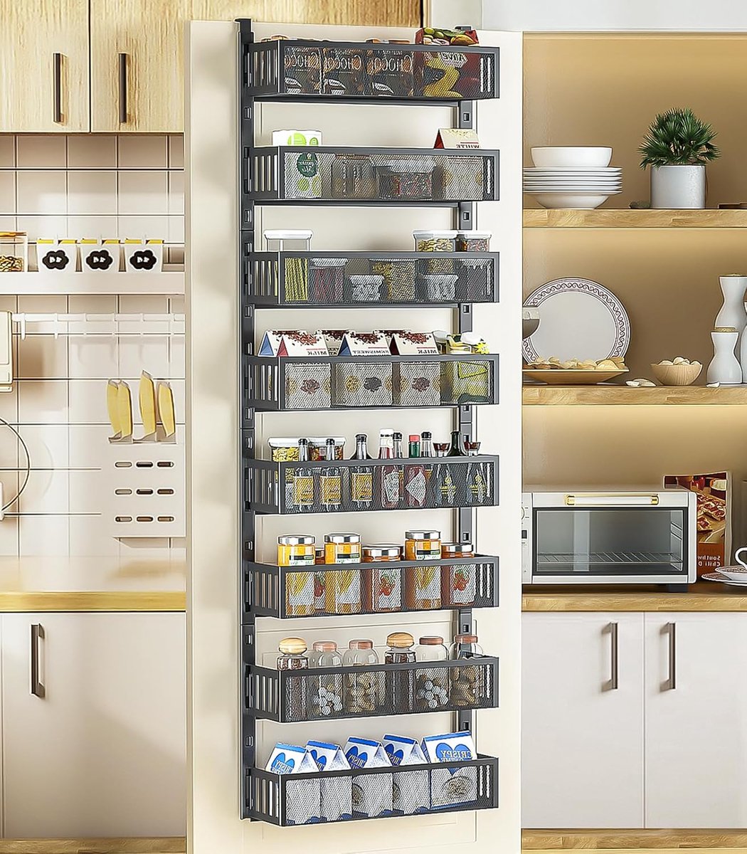 Deur Organizer - Hangende Opberger - Ruimte Besparen - 8 Net Manden - 161.9cm Hoog - Zwart