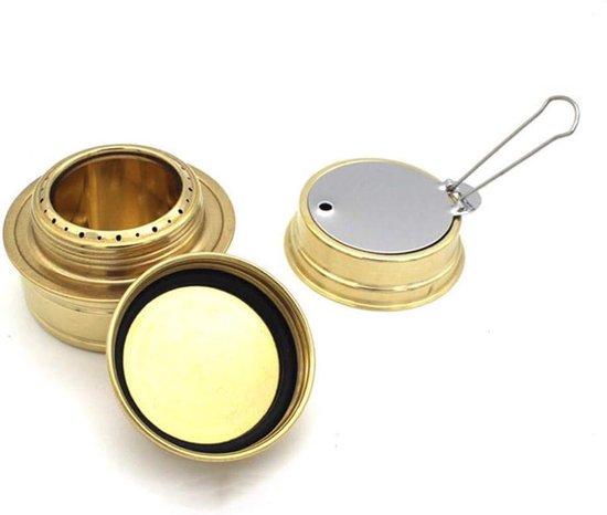 Alcoholbrander - Camping kookgereiset - Met Handvat - Alcohol Kooktoestellen - 9.7*9.7*6.5cm - Grijs - Aluminiumlegering en messing - Winddicht - Draagbare outdoor Mini Alcoholbrander - Voor Buiten Kamperen, Wandelen, Backpacken, Picknick — afbeelding 3