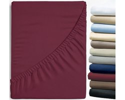 Dreamers Den - Hoeslaken - 100% Katoen Satijn - Katoensatijn - Bordeaux - 180x200 cm - 30cm Hoekhoogte - 200 TC
