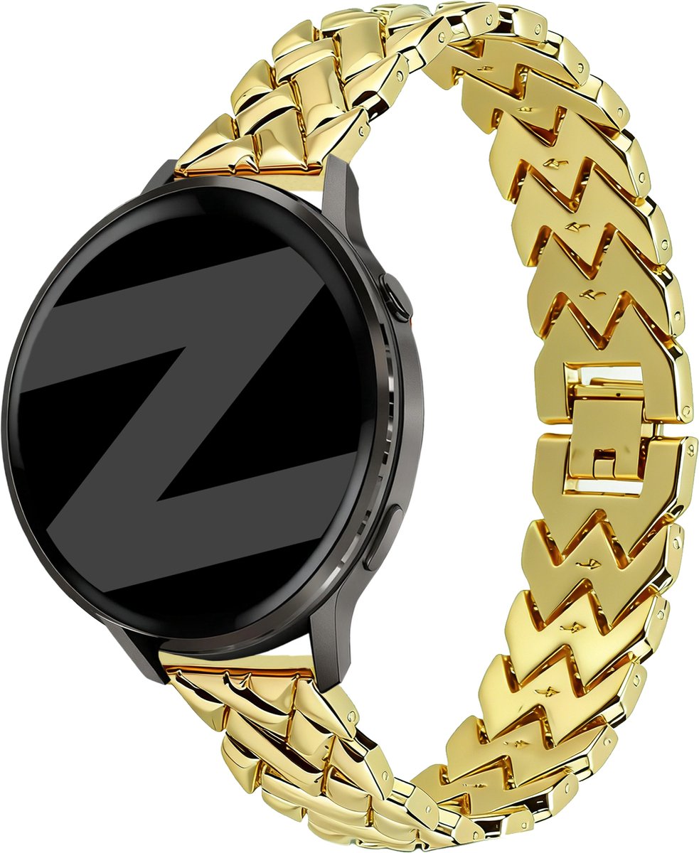 Bandz Metalen 'V-Type' bandje geschikt voor Garmin Vivoactive 4s / Vivomove 3s / Venu 4 - 41mm / Venu 3s / Venu 2s / Forerunner 265s / Forerunner 255s (Goud)