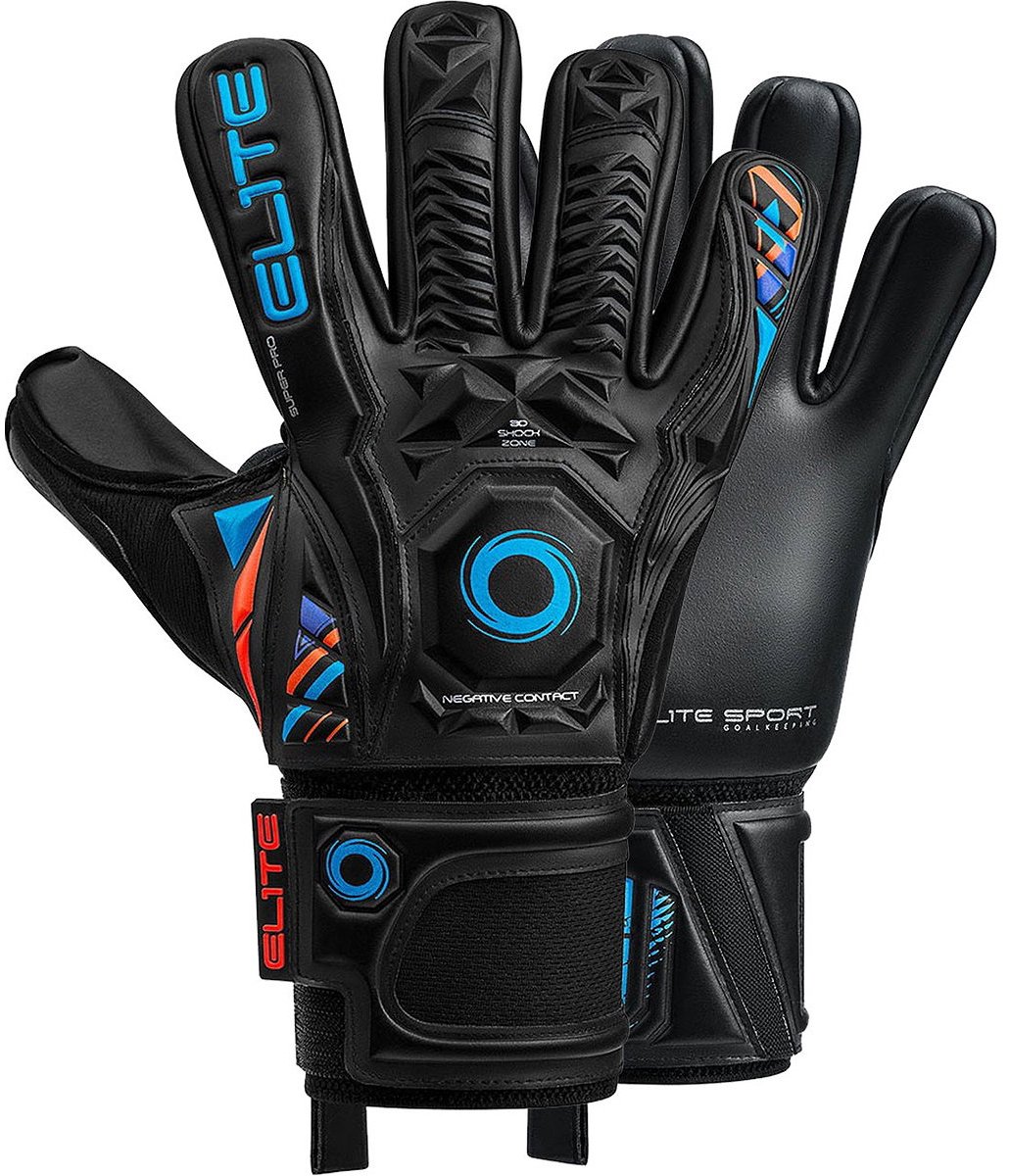 Elite Sport Supreme Keepershandschoenen - Zwart / Blauw | Maat: 10