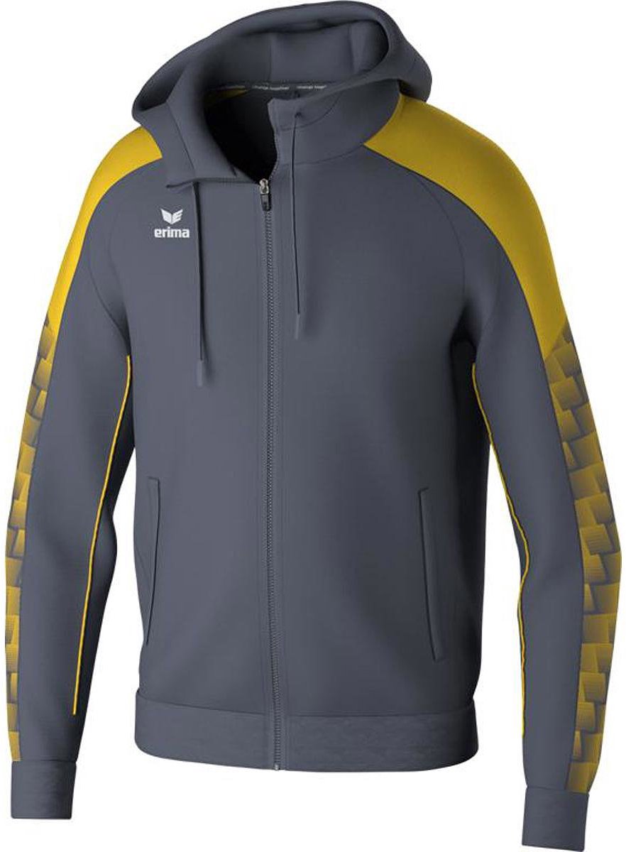 Erima Evo Star Trainingsjack Met Capuchon Kinderen - Slate Grey / Geel | Maat: 164