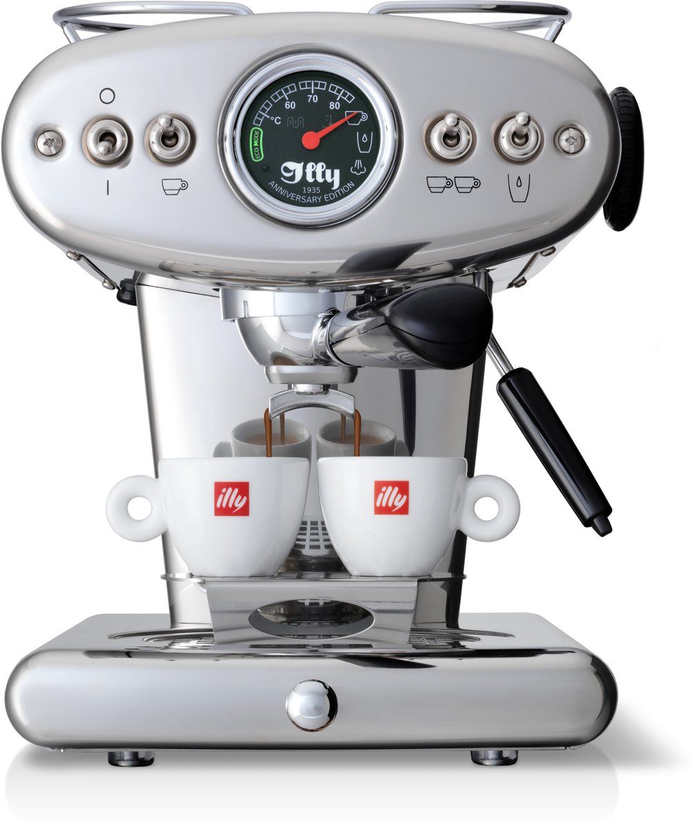 illy X1 Anniversary Koffiemachine – ESE koffiepads & Gemalen Koffie – Chroom - RVS - Iconisch Design – Met Stoompijp