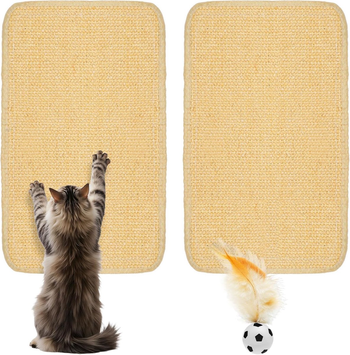 Katten Krabmat - Sisal Krabplank - Meubelbescherming Spelen - Zelfklevend Wandmontage - 40x20 cm - Houtkleur