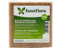 Famiflora vetblok voor buitenvogels - Met pindakaas - 300g - Aanvullend voeder - Bevat pinda's - Ideaal voor voederbakken