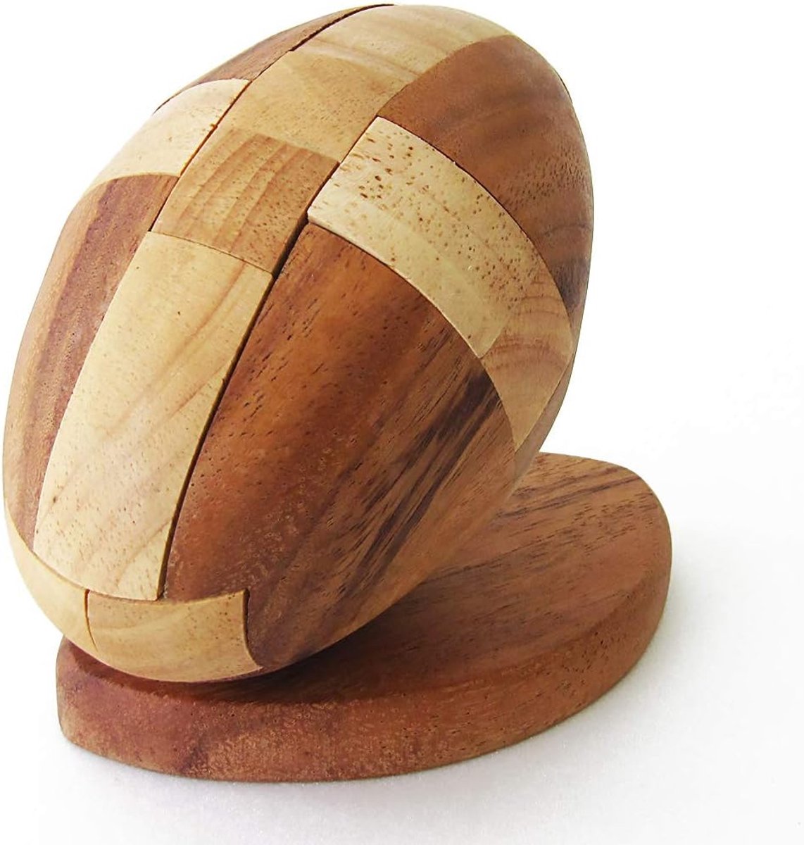 Houten Rugby Puzzel - Hersenkraker Bal - Montage Demontage - Moeilijkheidsgraad 3/6 - 85 cm Diameter - Houtkleur