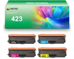 INKFIND TN423 tonercartridge multipack van 4 stuks (Zwart+Cyaan+Magenta+Geel) compatibel met Brother TN423BK/TN423C/TN423M/TN423Y…