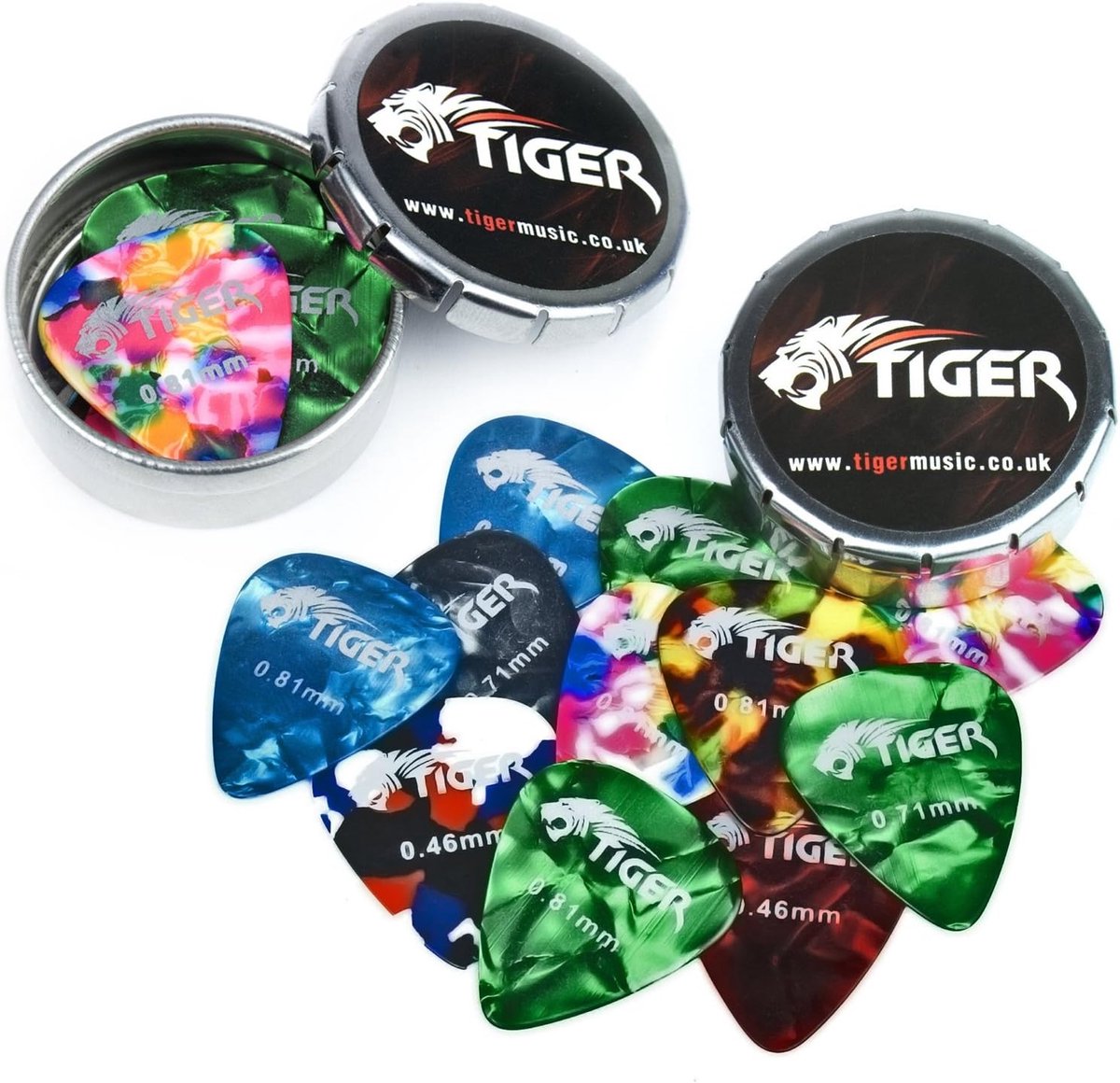 Gitaar Plectrums - Pick Set - Muziek Maken - Met Opbergblikjes - Medium Dikte - Meerkleurig