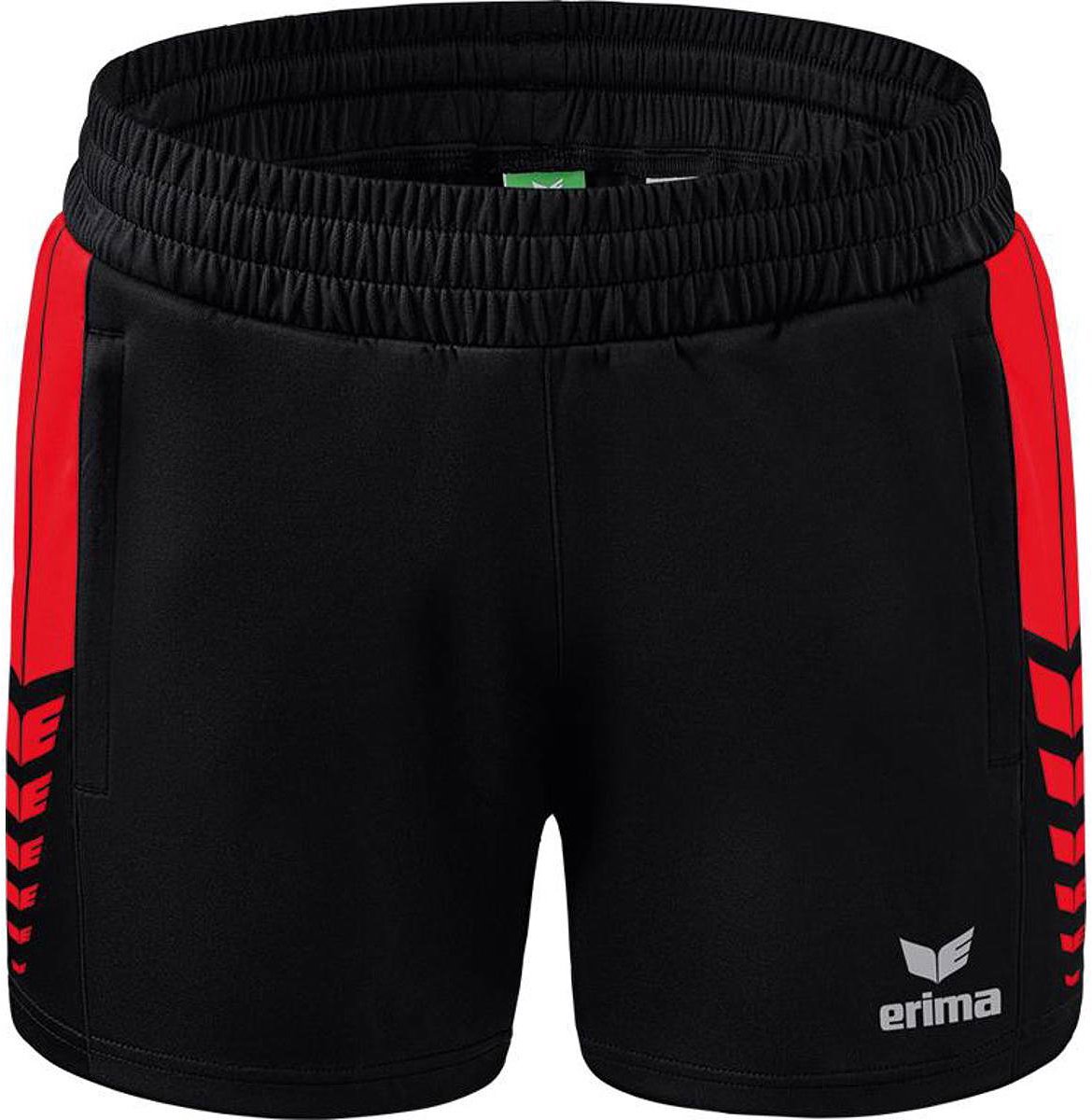 Erima Six Wings Worker Short Kinderen - Zwart / Rood | Maat: 128