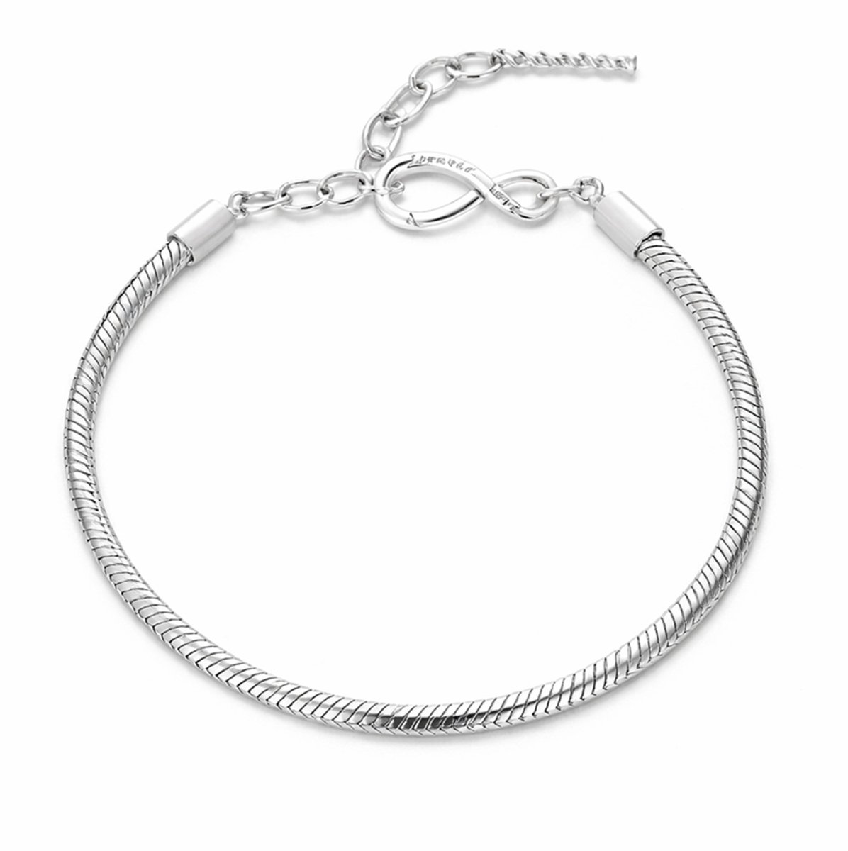 RomyStones – Infinity armband – 925 zilver – verstelbaar - Bedelarmband