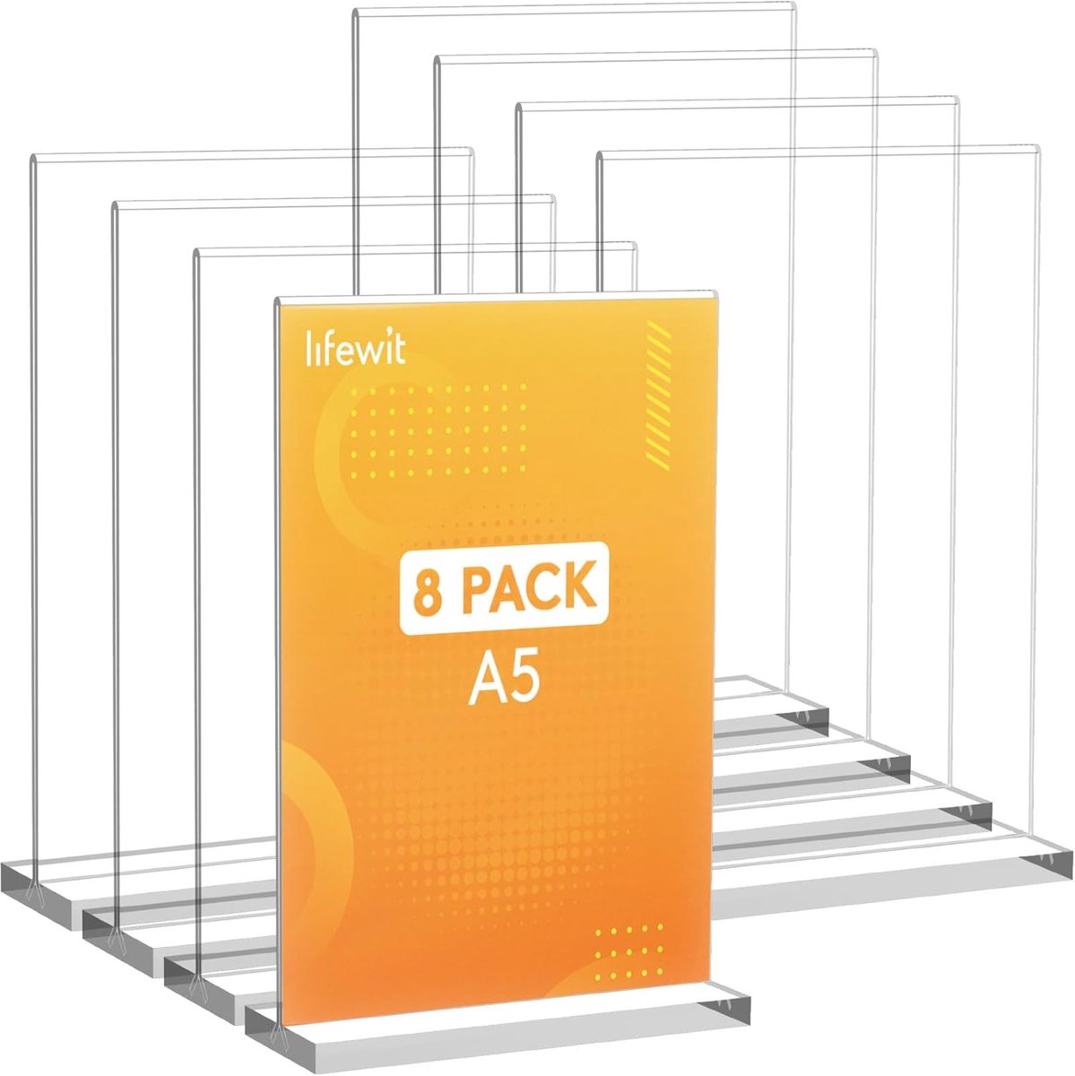 Acryl Staanders - Dubbelzijdig Bordhouders - Presentatie Tonen - Versterkte Stabiele Basis - A5 Formaat - Transparant