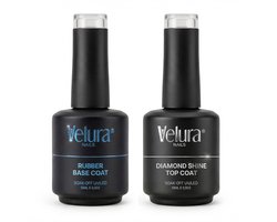 Velura® Rubber Base Coat & Diamond Shine Top Coat Set - 2x15ml - HEMA- & TPO-vrij - Voor BIAB- en gelnagels