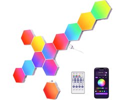Intelligente Gaming-Decoratielamp - Hexagon LED-Licht - 12 Stuks - RGB Wandlamp met…