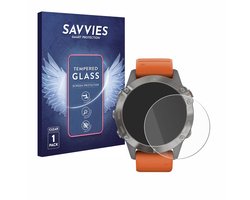 Savvies - Glas Screenprotector voor Garmin Fenix 6 / 6 Pro / 6 Pro Solar - Gehard Beschermglas 9H