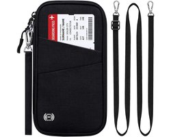 Travelhawk Paspoorthoesje - paspoorthouder - Travel Wallet - Organizer - RFID - Wereldkaart - Zwart