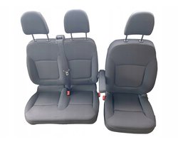COMFORT Autostoelhoes Set - Op maat gemaakt voor Renault Trafic III 2014-2024 - 3-persoons (2+1) - Jacquard & Polyester - Antraciet/Zwart
