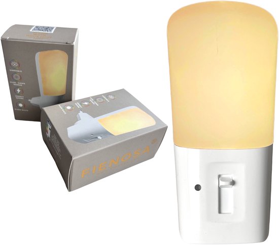Fienosa Nachtlampje Stopcontact met Dag & Nacht Sensor – Dimbaar Warm Wit Licht – Voor Kinderkamer, Baby & Volwassenen