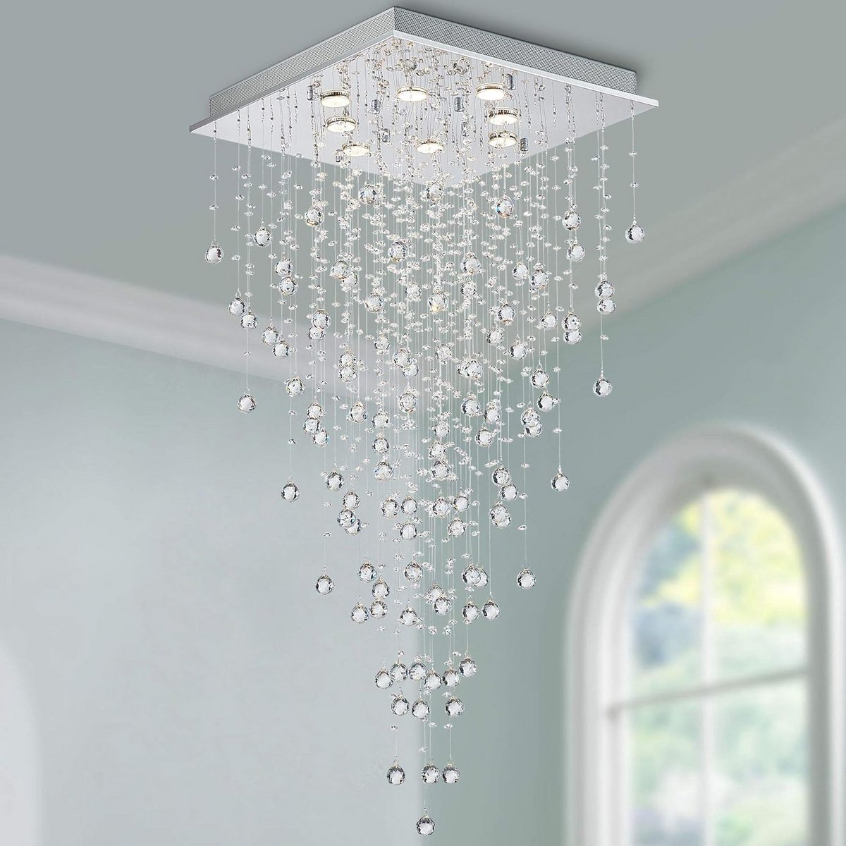 Luxe Kristallen Plafondlamp 8x GU10 Inbouw Ø55cm Hoogte 120cm