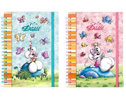 Diddl - notitie boek met glitter - elastieke band - briefkaart formaat A5 - Diddl en Diddlina