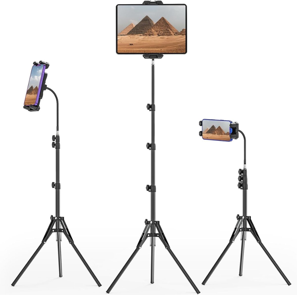 VIN® Tablet Standaard Houder Statief - Verstelbaar - Smartphone Statief - Telefoonhouder - Tablet Arm - Stevig Statief - 360 graden draaibaar - Tripod – Tot 175 cm – Compatibel Met 4,7-13,5 Inch