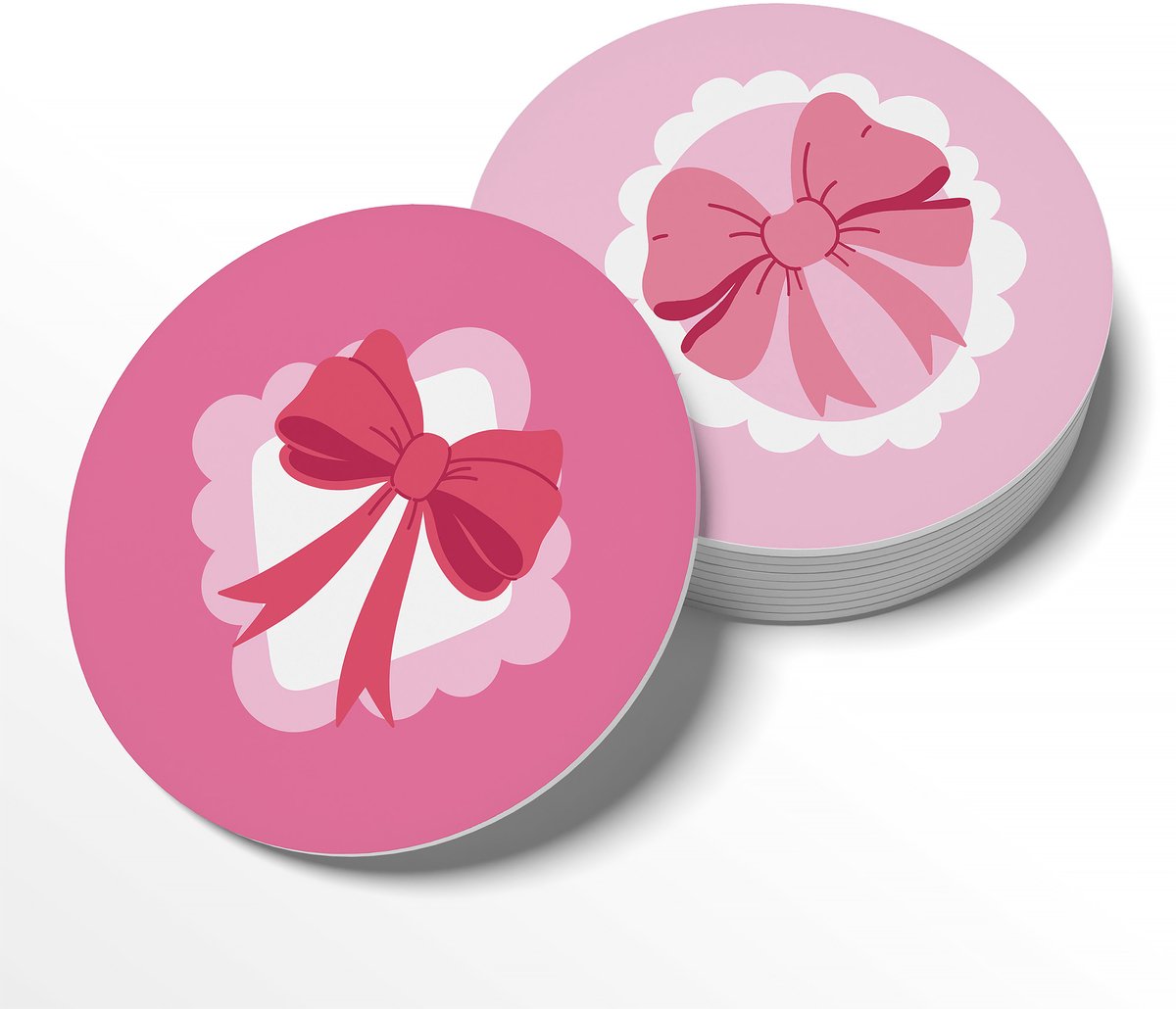 BONT | Onderzetters - 6 stuks - Strikjes - Coasters - Rond - Kunst - Watervast - Interieurobject - 10cm - Kunststof