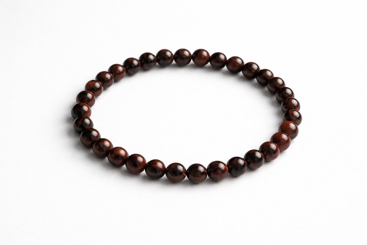 Mahonie Obsidiaan Armband – Natuursteen Kralen Armband – 6 mm – Unisex
