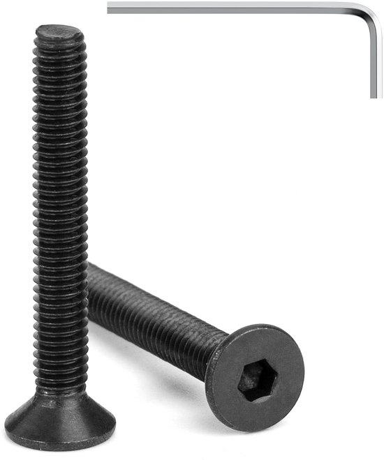 Tunejoy Verzonken Inbusschroeven – 20 Stuks M4 X 25 Mm, Zwart, Roestvrij Staal A2 V2A, DIN 7991, Met Inbussleutel