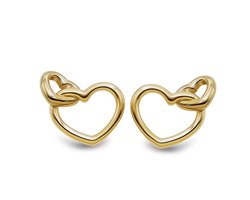 Oorbellen Twee hartjes Goudkleur JE056G