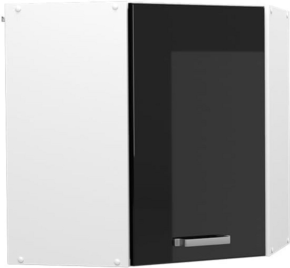Hoek Hangkast Keuken Wit/Zwart Hoogglans - Modulair & Compact (57 cm)