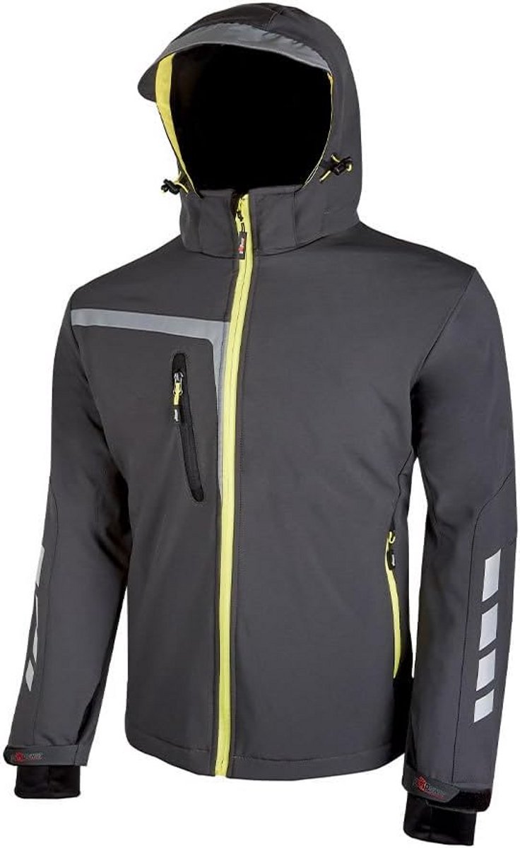 Grijze Stretch Softshell Werkjas Waterafstotend Maat XL