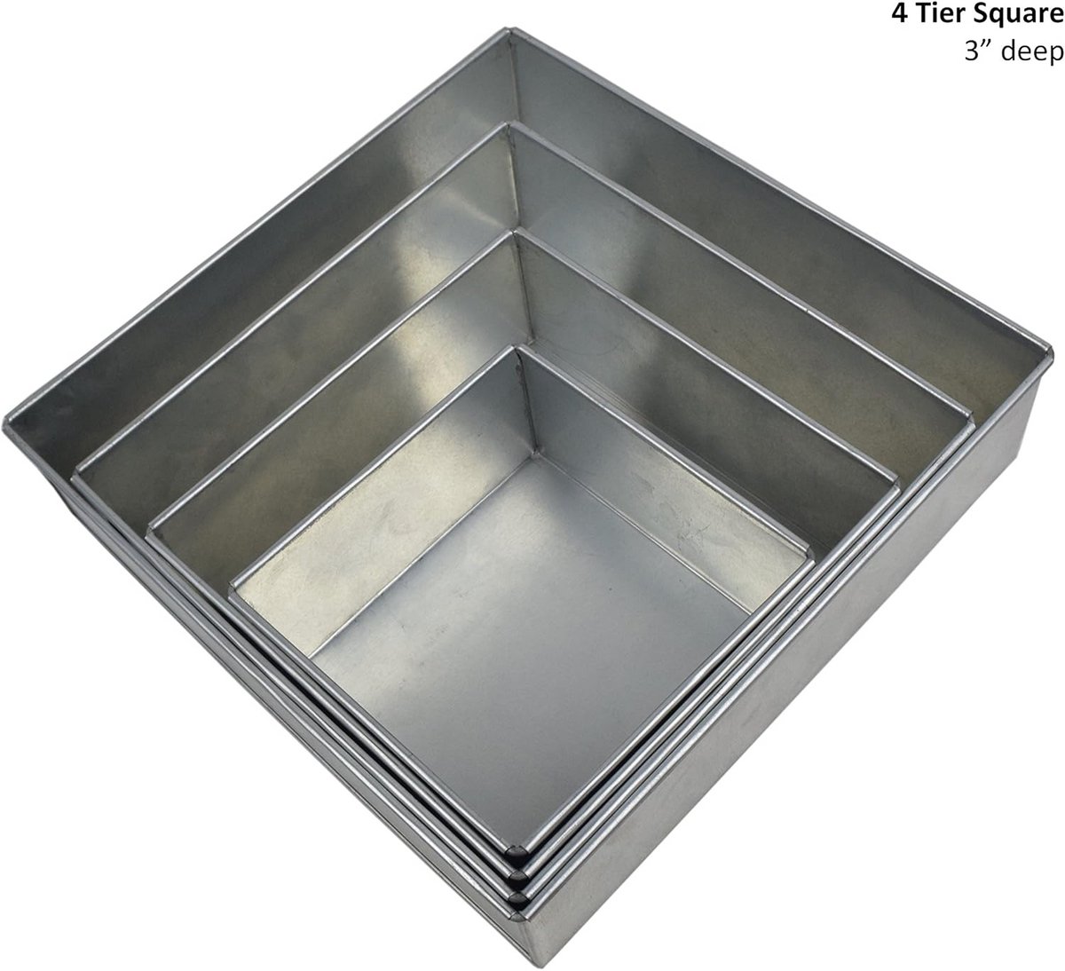 Set van 4 Vierkante Bakvormen Cakevormen - 15cm tot 30cm - Professioneel & Hobby