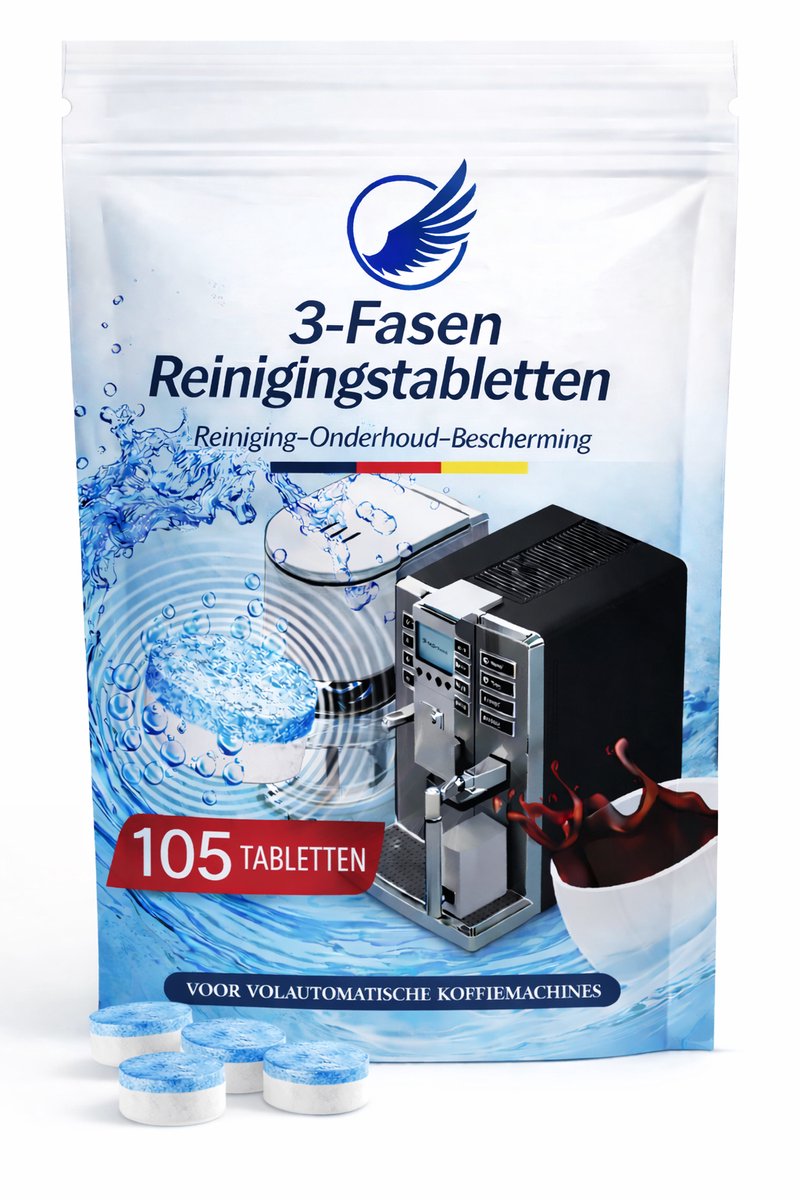 Reinigings tabletten Koffiemachine – 105 stuks 3.5g – 3-in-1 Care Clean Protect – Geschikt voor Jura, Siemens, Bosch, Philips, De’Longhi & Krups