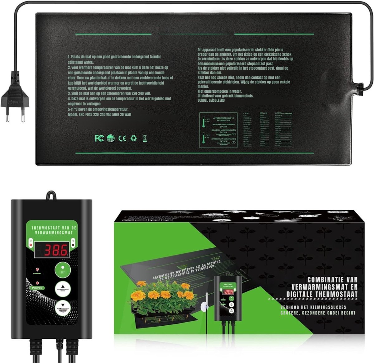 REN® Warmtemat Planten - Waterdicht - Kweekmat 50 Watt – Kweekmat Verwarmingsmat - Grijs - 53cm x 25cm x 5 cm